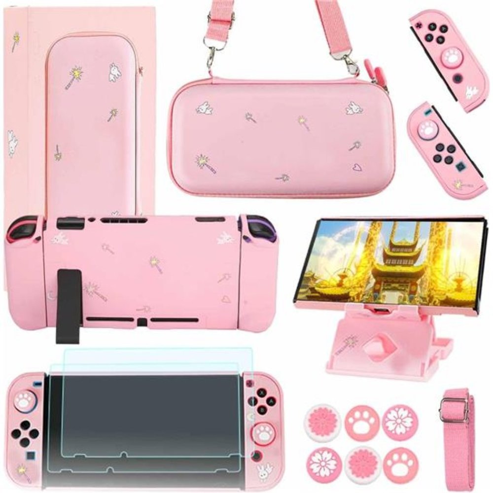 Accessories Kit for Nintendo Switch-Pink Cute Accessories Bundle Girly StylePack